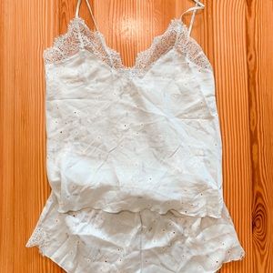 Satin Lace-Back Cami And Short Sleep Set